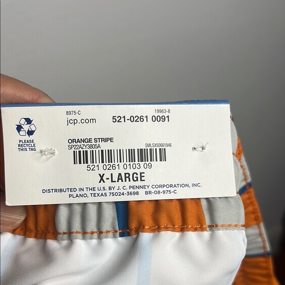 NWT SHORTS Arizona Jean Company Orange and Gray Athletic Striped Shorts - Picture 5 of 7
